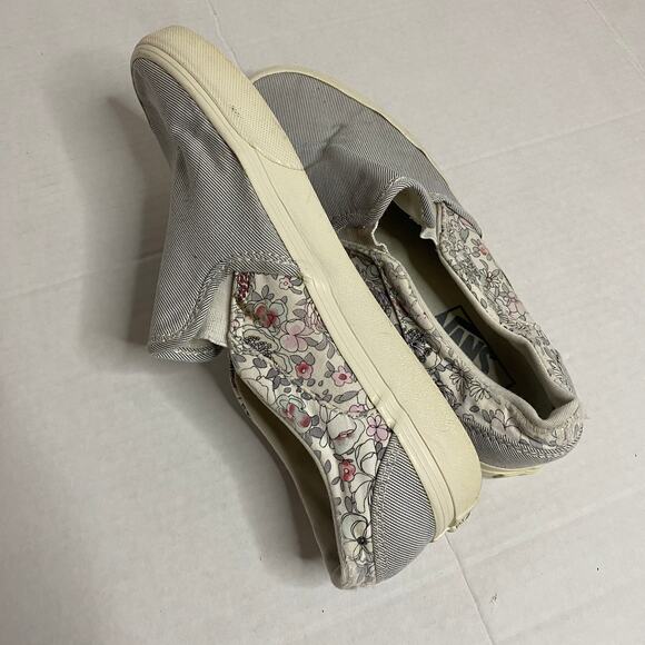 Vans Asher Floral Striped Canvas Sneaker Grey White Light Pink Sz 7.5 - Picture 9 of 9